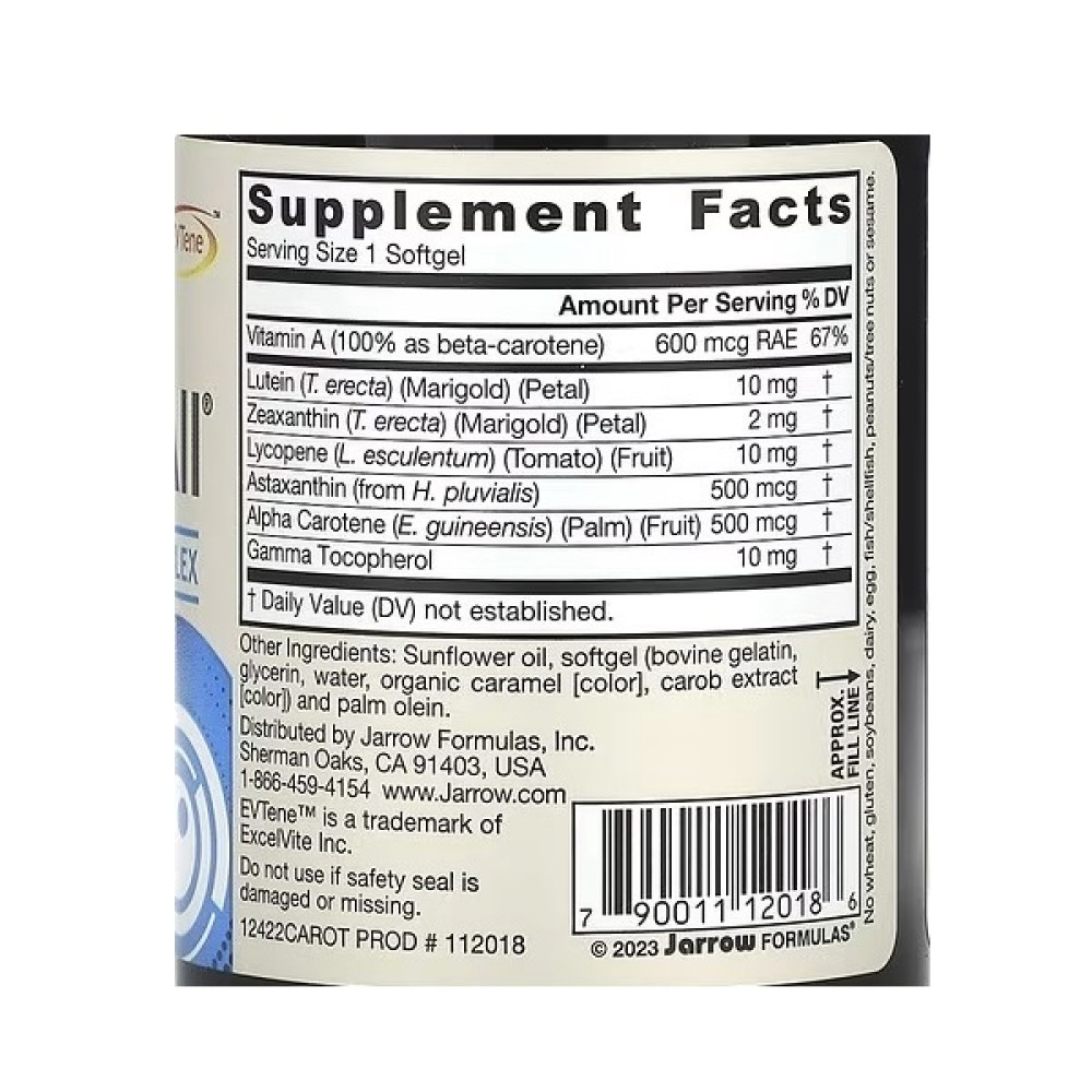 Антиоксидант Jarrow Formulas CarotenALL Mixed Carotenoids Complex 60 Softgels