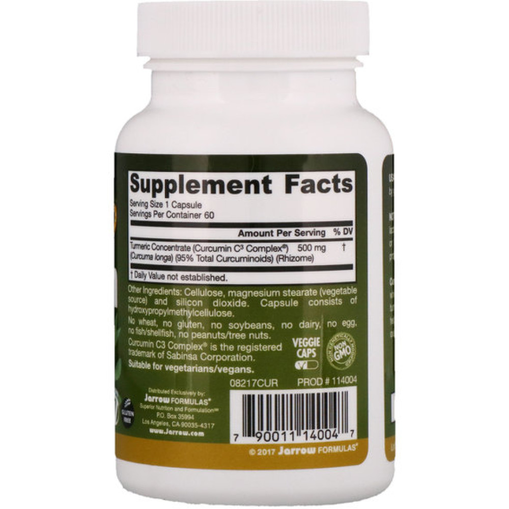 Куркума Jarrow Formulas Curcumin 95 500 mg 60 Veg Caps JRW-14004