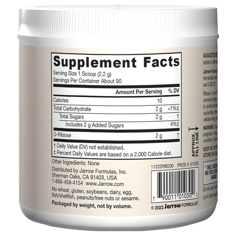 Тонізуючий засіб Jarrow Formulas D-Ribose Powder 7.05 oz 200 g /90 servings/