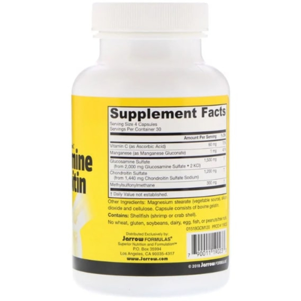 Препарат для суглобів та зв'зок Jarrow Formulas Glucosamine + Chondroitin + MSM Combination 120 Caps JRW-19023