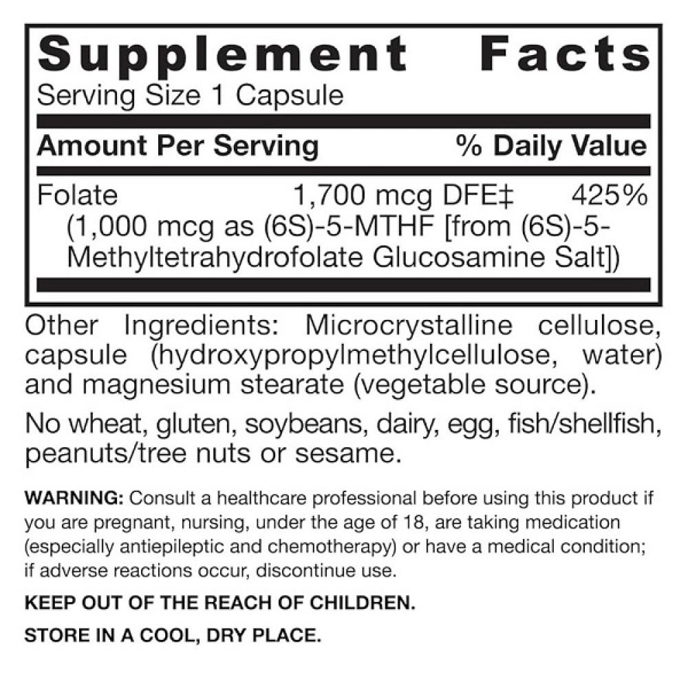 Фолієва кислота Jarrow Formulas Methyl Folate 1000 mcg 100 Caps