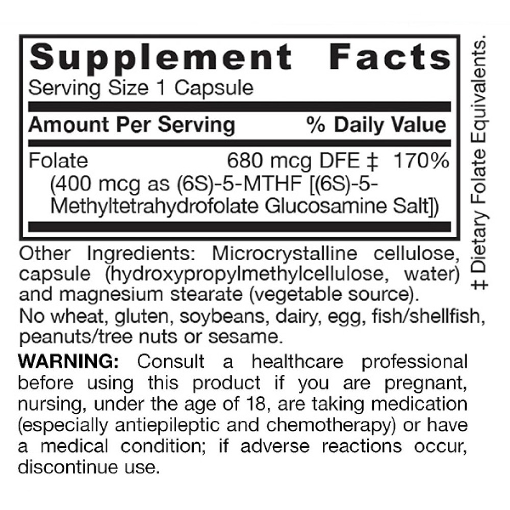Фолієва кислота Jarrow Formulas Methyl Folate 400 mcg 60 Veg Caps