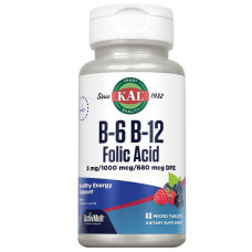 Фолієва кислота KAL B-6 B-12 Folic Acid 60 Micro Tablets Berry Flavor CAL-65185