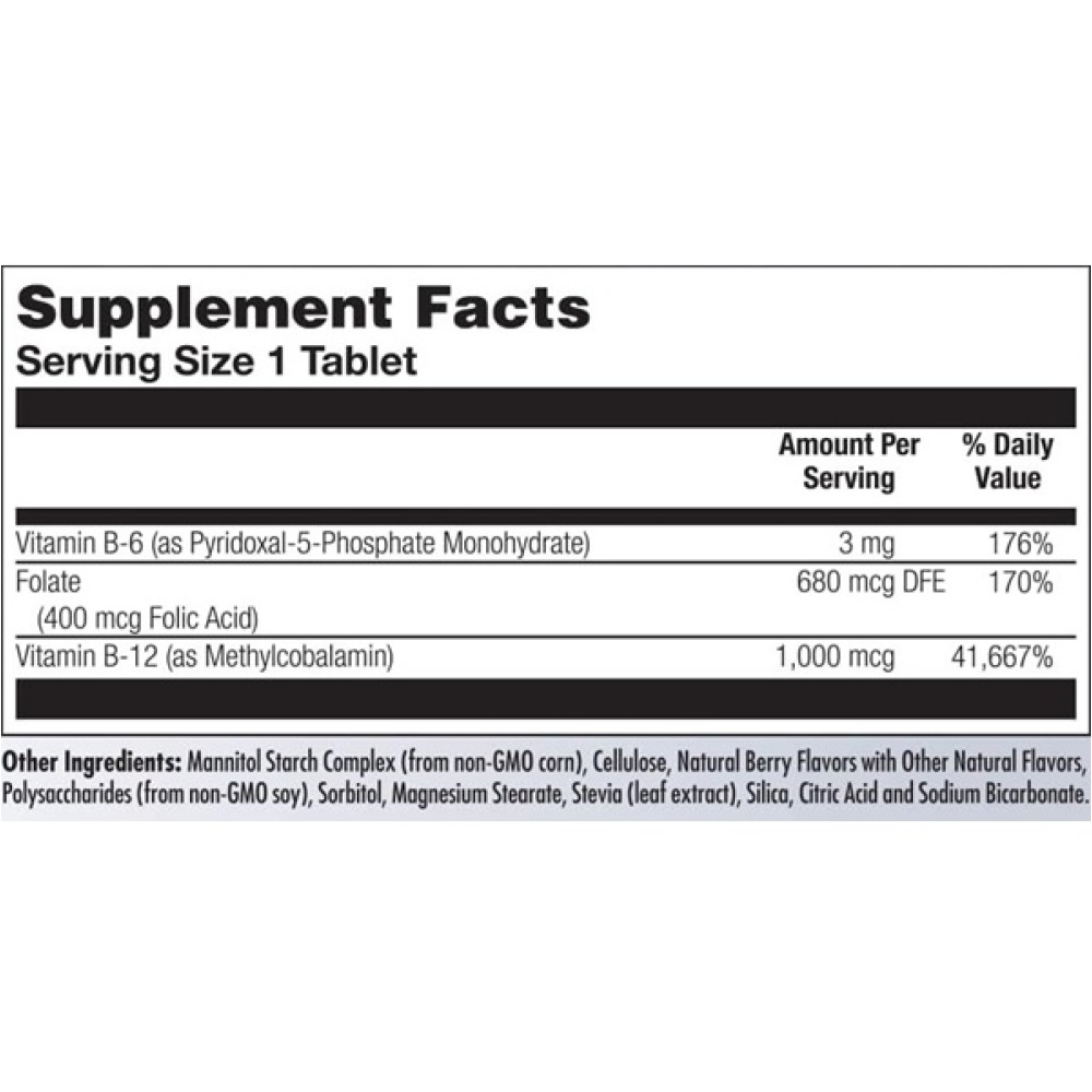 Фолієва кислота KAL B-6 B-12 Folic Acid 60 Micro Tablets Berry Flavor CAL-65185