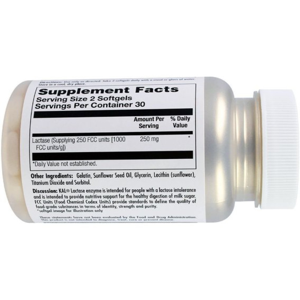 Лактаза KAL Lactase Enzyme 250 mg 60 Softgels CAL-80206