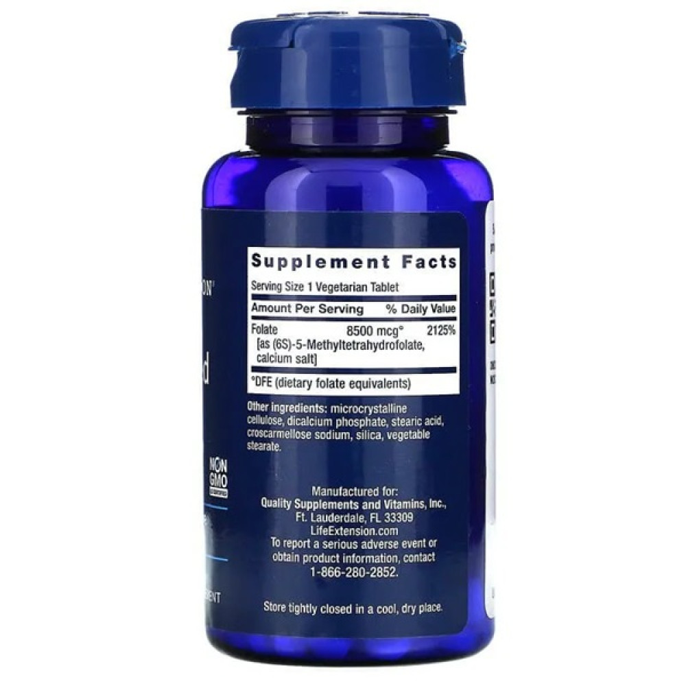 Фолієва кислота Life Extension High Potency Optimized Folate 8500 mcg 30 Veg Tabs