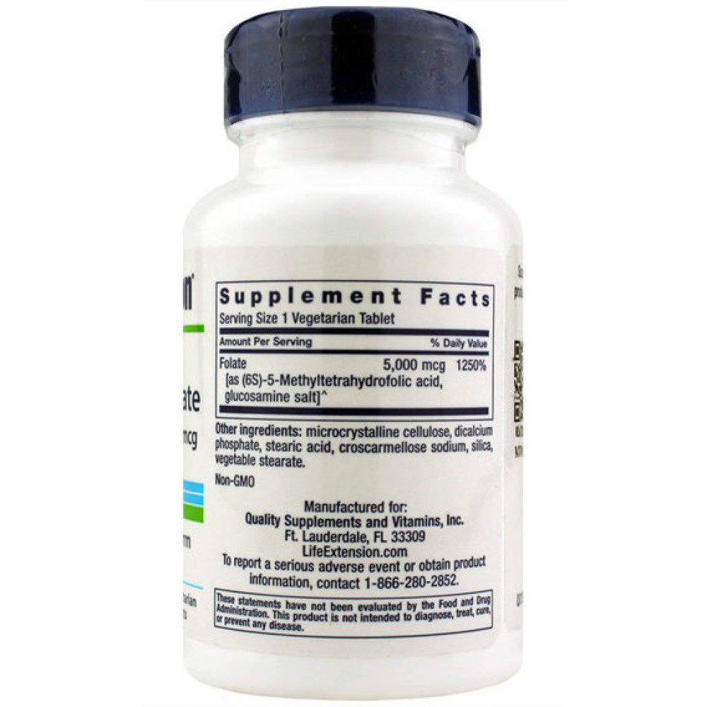 Фолієва кислота Life Extension High Potency Optimized Folate 5000 mcg 30 Veg Tabs
