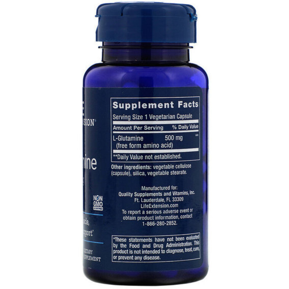 Глютамін Life Extension L-Glutamine 500 mg 100 Veg Caps LEX-34510