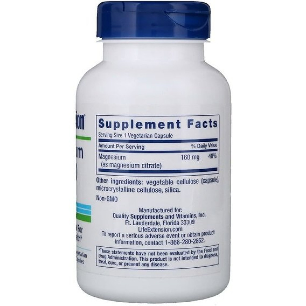 Мікроелемент Магній Life Extension Magnesium (Citrate) 160 mg 100 Veg Caps