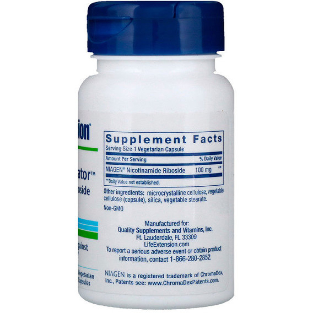Ніацін Life Extension NAD+ Cell Regenerator, Nicotinamide Riboside 100 mg 30 Veg Caps LEX-19043