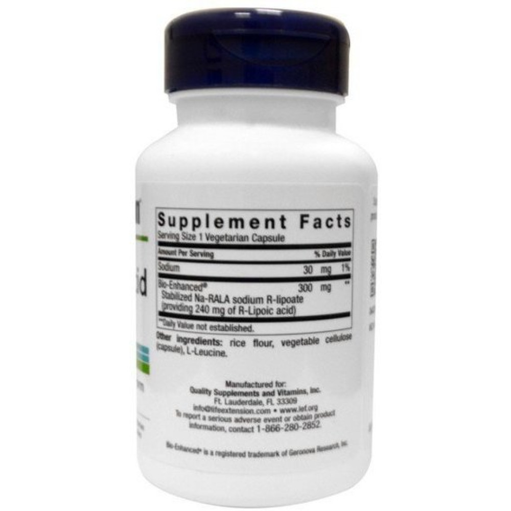 Альфа-ліпоєва кислота Life Extension Super R-Lipoic Acid 240 mg 60 Veg Caps