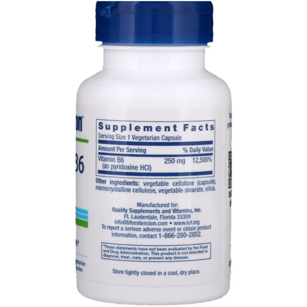 Пірідоксин Life Extension Vitamin B6 250 mg 100 Veg Caps
