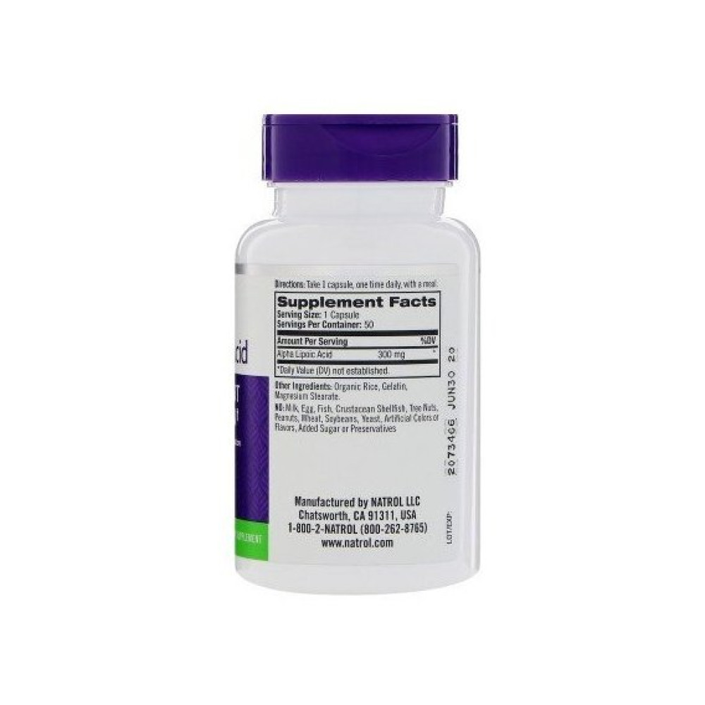 Альфа-ліпоєва кислота Natrol Alpha Lipoic Acid 300 mg 50 Caps