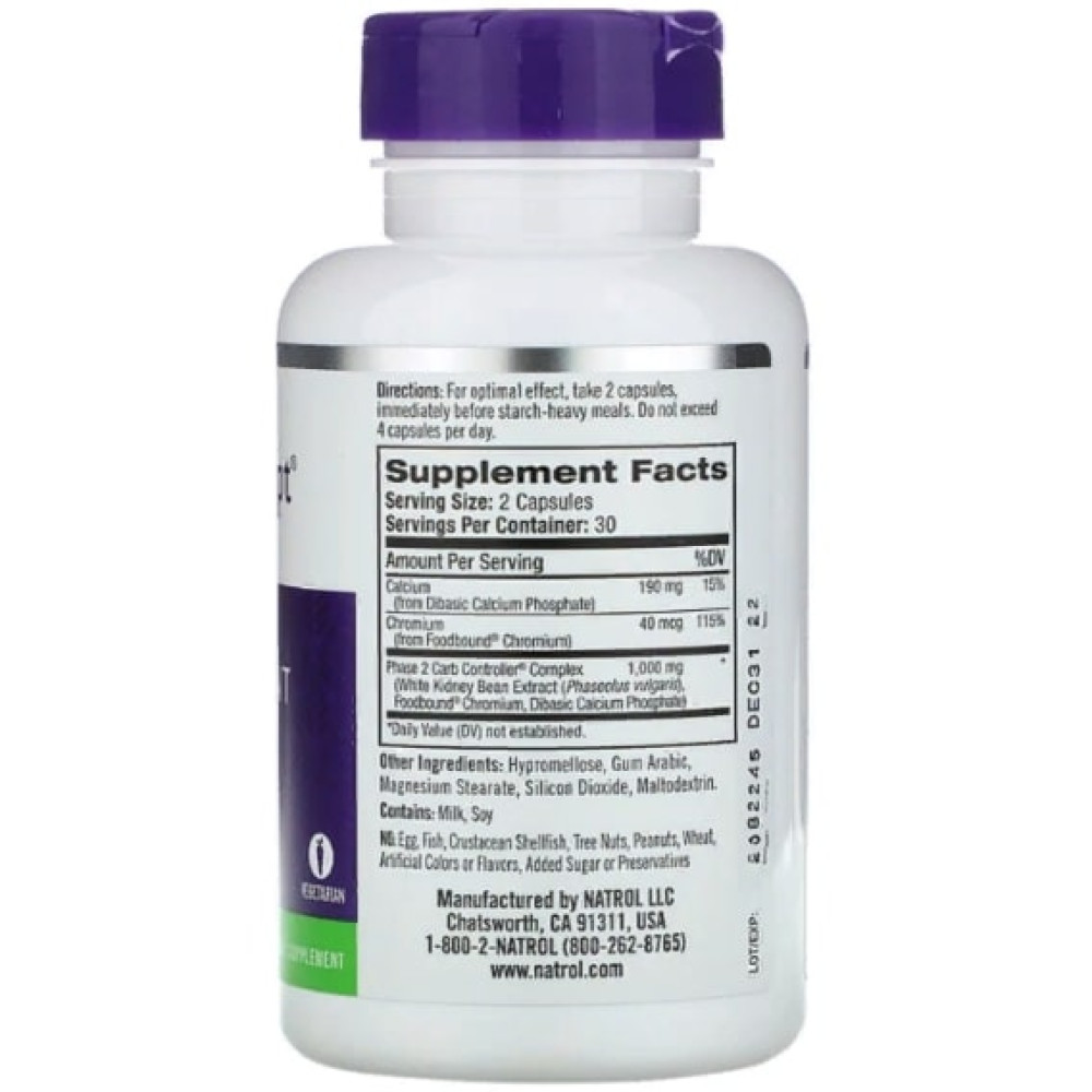 Комплекс для зниження ваги Natrol Carb Intercept with Phase 2 Carb Controller 1000 mg 60 Veg Caps NTL-16176