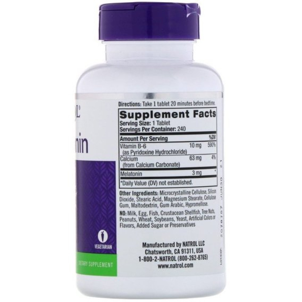 Мелатонін для сну Natrol Melatonin 3 mg 240 Tabs NTL-16068