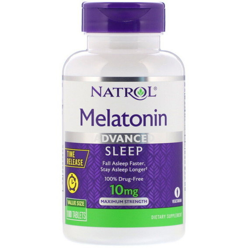 Мелатонін для сну Natrol Melatonin Advanced Sleep, Time Release, Maximum Strength 10 mg 100 Tabs NTL-07279