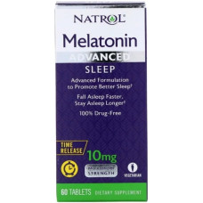 Мелатонін для сну Natrol Melatonin Advanced Sleep, Time Release, Maximum Strength 10 mg 60 Tabs NTL-05964 Мелатонін для сну Natrol Melatonin Advanced Sleep, Time Release, Maximum Strength 10 mg 60 Tabs NTL-05964