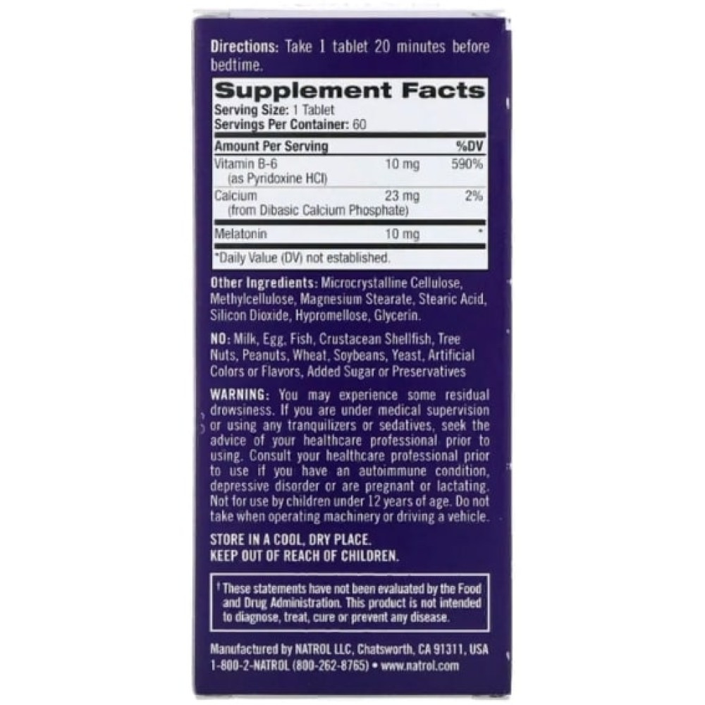 Мелатонін для сну Natrol Melatonin Advanced Sleep, Time Release, Maximum Strength 10 mg 60 Tabs NTL-05964
