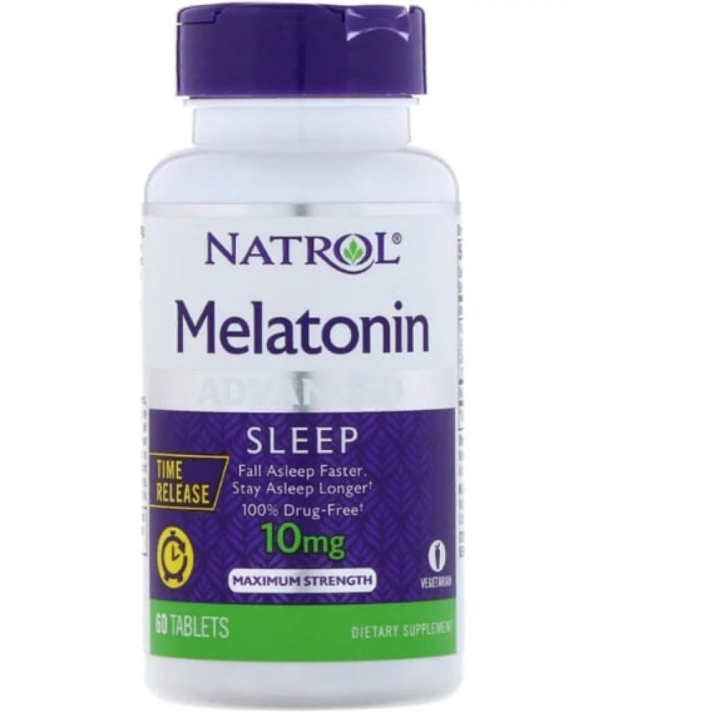 Мелатонін для сну Natrol Melatonin Advanced Sleep, Time Release, Maximum Strength 10 mg 60 Tabs NTL-05964