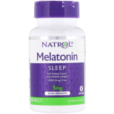 Мелатонін для сну Natrol Melatonin Extra Strength 5 mg 60 Tabs NTL-04462 Мелатонін для сну Natrol Melatonin Extra Strength 5 mg 60 Tabs NTL-04462