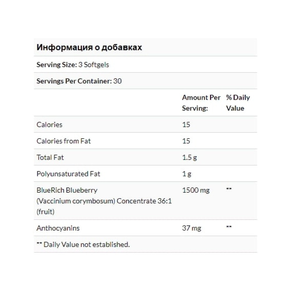 Комплекс для профілактики зору Natural Factors BlueRich, Super Strength, Blueberry Concentrate 500 mg 90 Softgels NFS04516