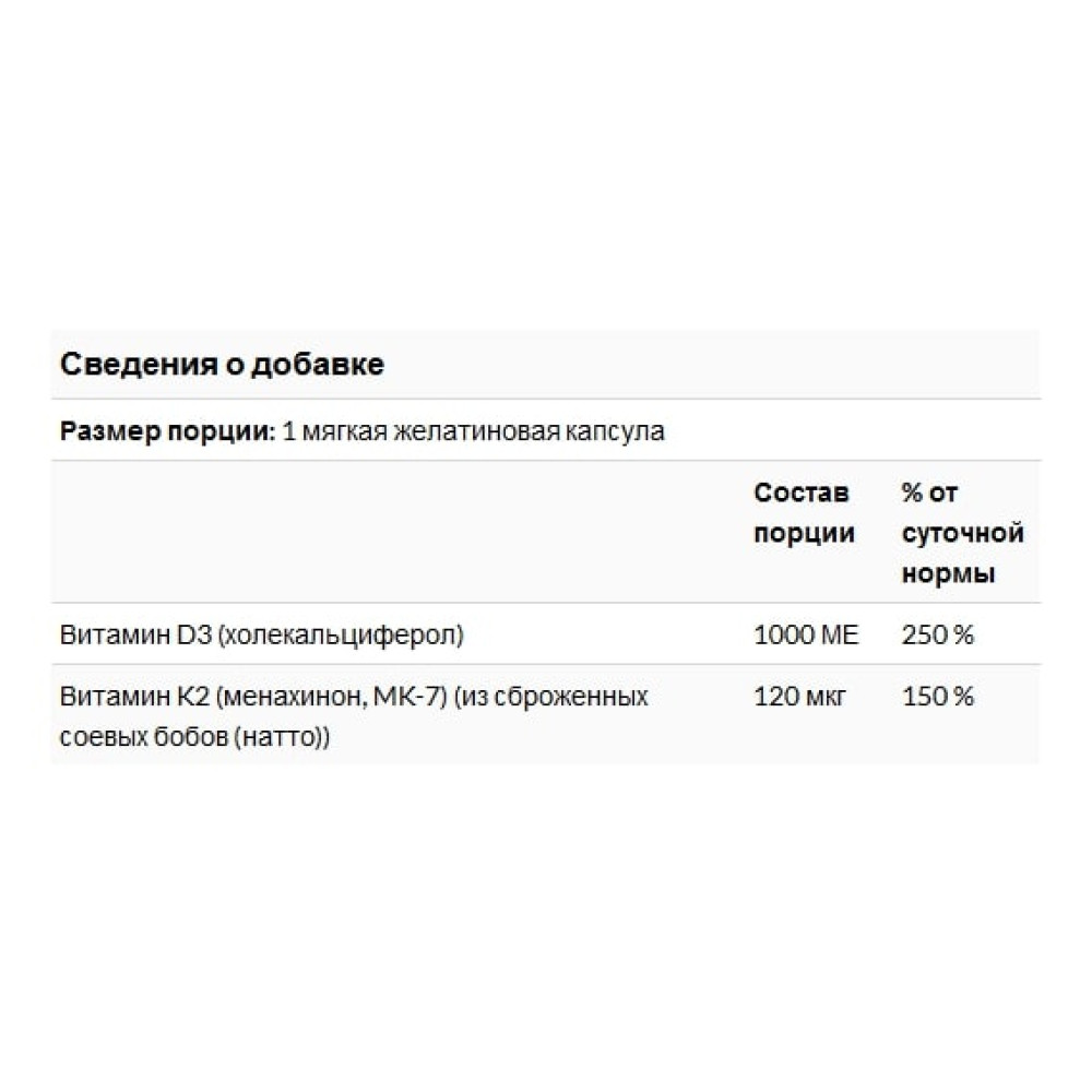 Комплекс Вітамін D3+K2 Natural Factors Vitamin D3 & K2 60 Softgels NFS-01292