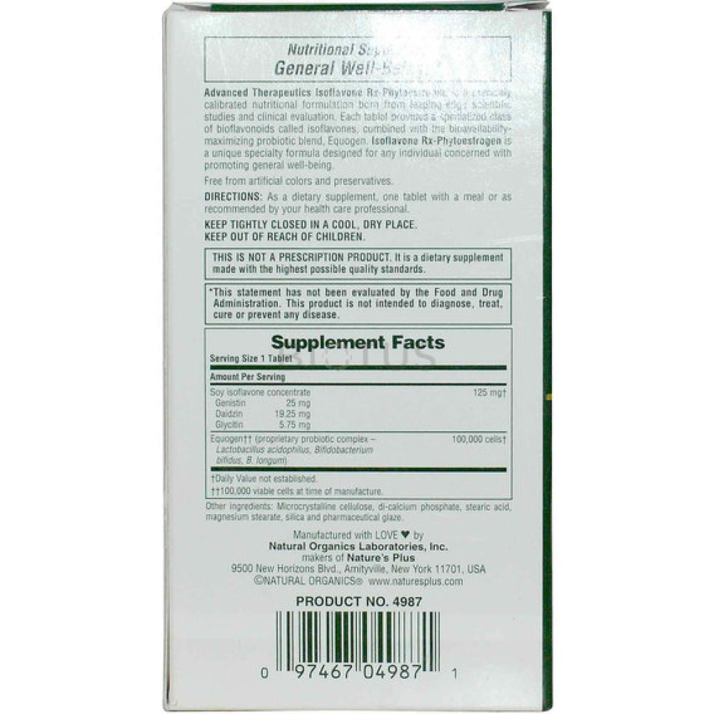 Комплекс при менопаузі Nature's Plus Advanced Therapeutics Isoflavone Rx-Phytoestrogen 30 Tabs