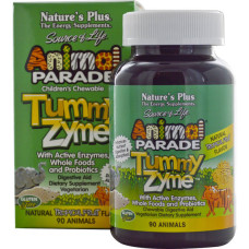 Травні ферменти Nature's Plus Animal Parade, Tummy Zume 90 Chewable Tabs Tropical Fruit