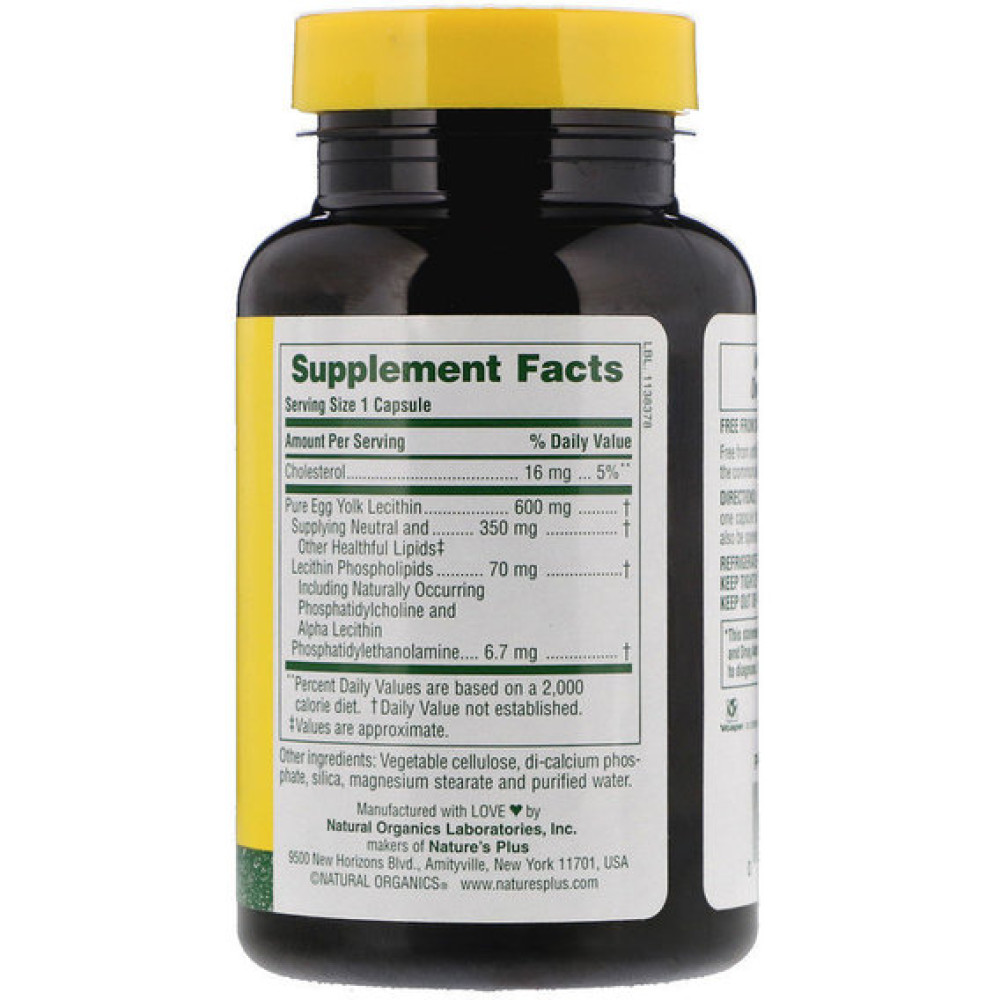 Лецитин Nature's Plus Egg Yolk Lecithin 600 mg 90 Veg Caps NTP4173