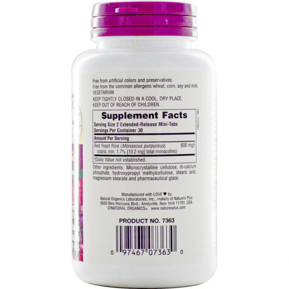 Червоний рис Nature's Plus Herbal Actives, Red Yeast Rice 600 mg 60 Mini Tabs