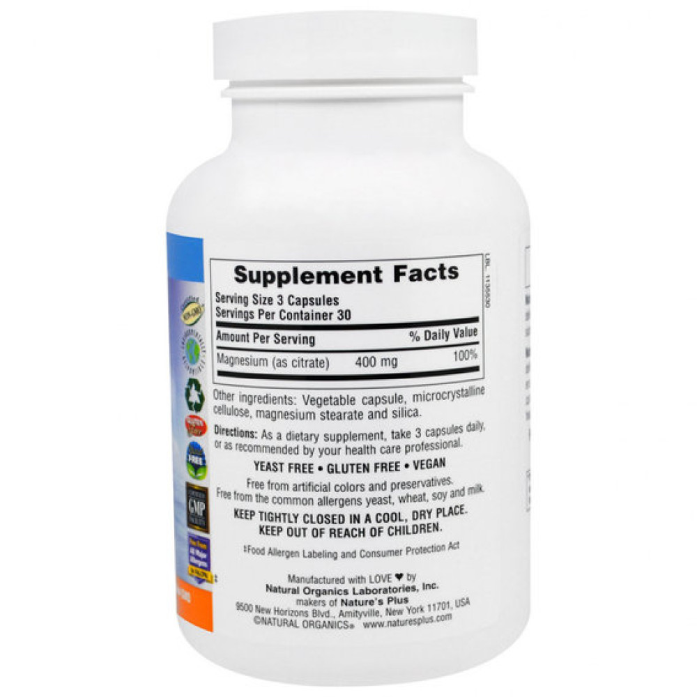 Мікроелемент Магній Nature's Plus KalmAssure Magnesium 400 mg 90 Veg Caps