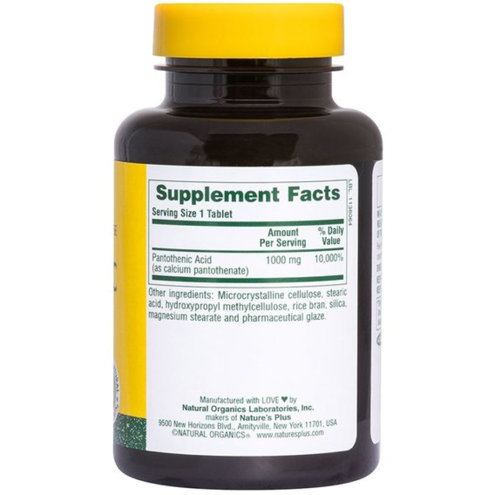 Пантотенова кислота Nature's Plus Pantothenic Acid 1000 mg 60 Tabs NTP2060