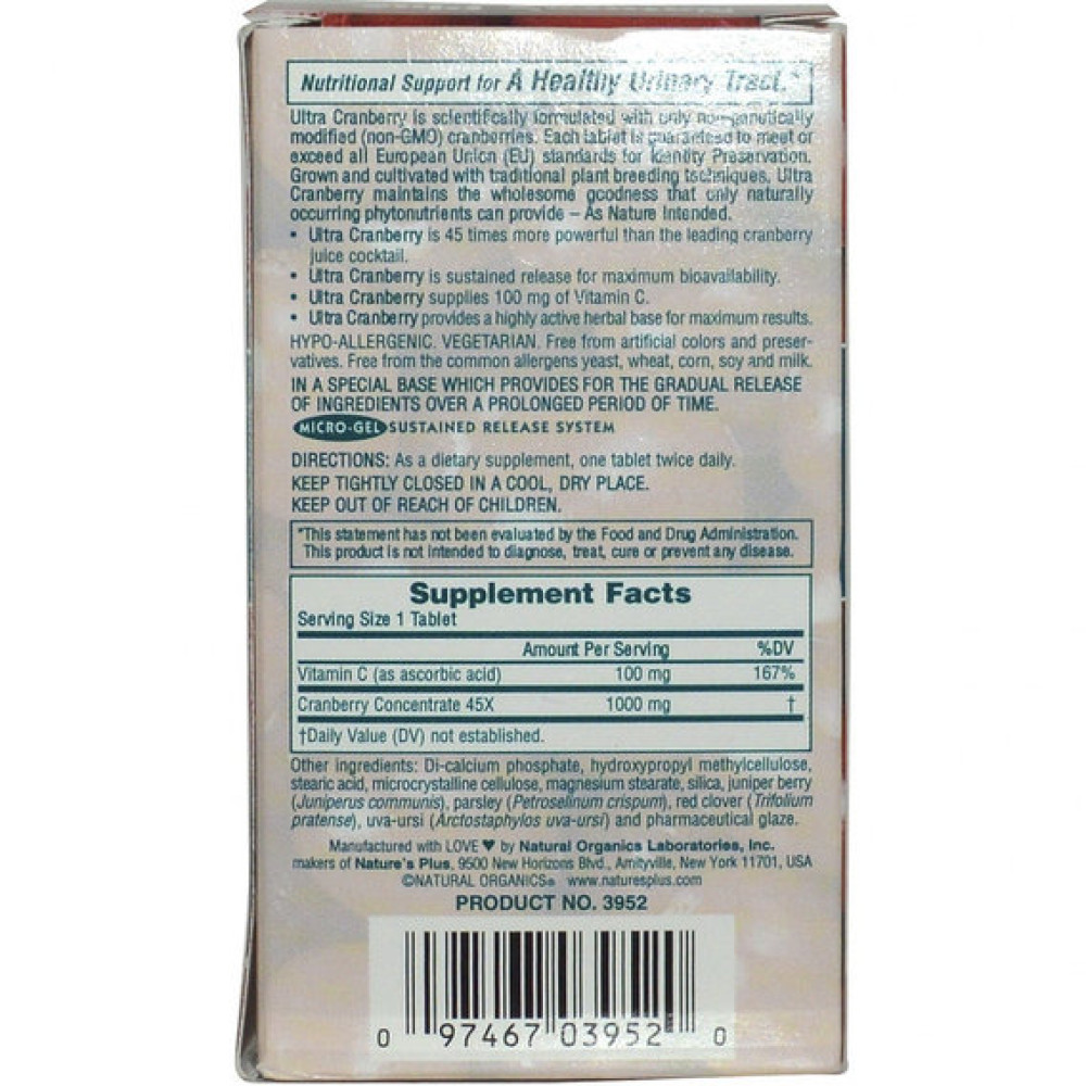 Журавлина Nature's Plus Ultra Cranberry 1000 60 Tabs