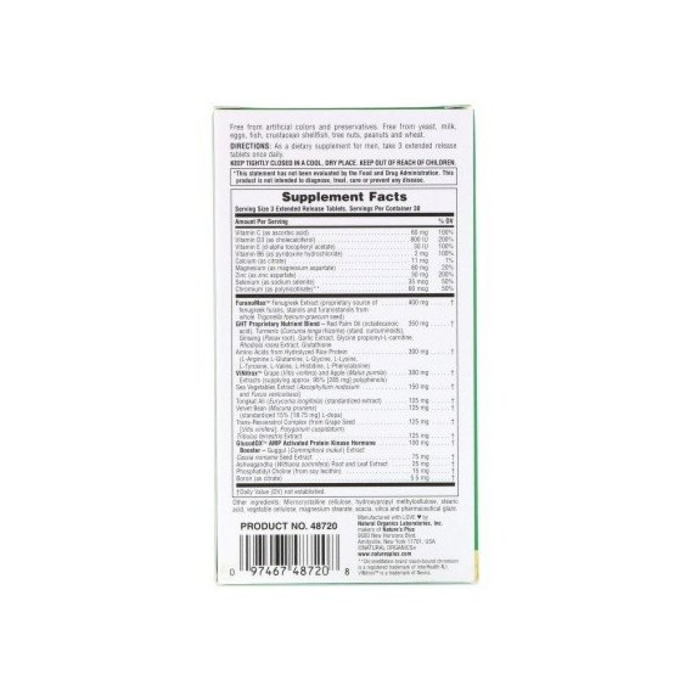 Тестостероновий комплекс Nature's Plus Ultra GHT Male Maximum Strength 90 Tabs