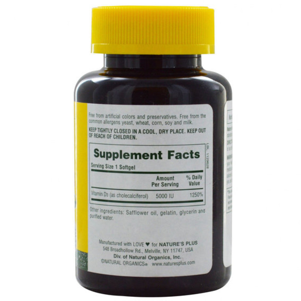 Вітамін D Nature's Plus Vitamin D3 5000IU 60 Softgels