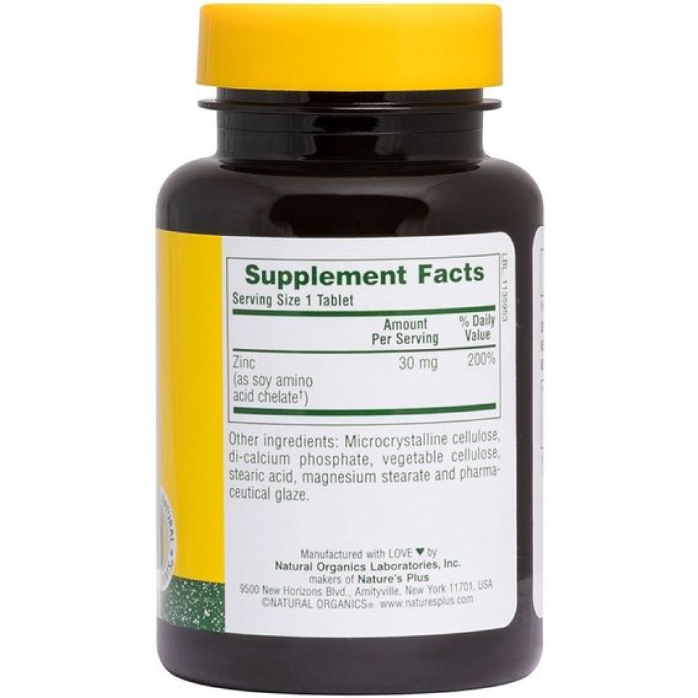 Мікроелемент Цинк Nature's Plus Zinc 30 mg 90 Tabs NTP3641