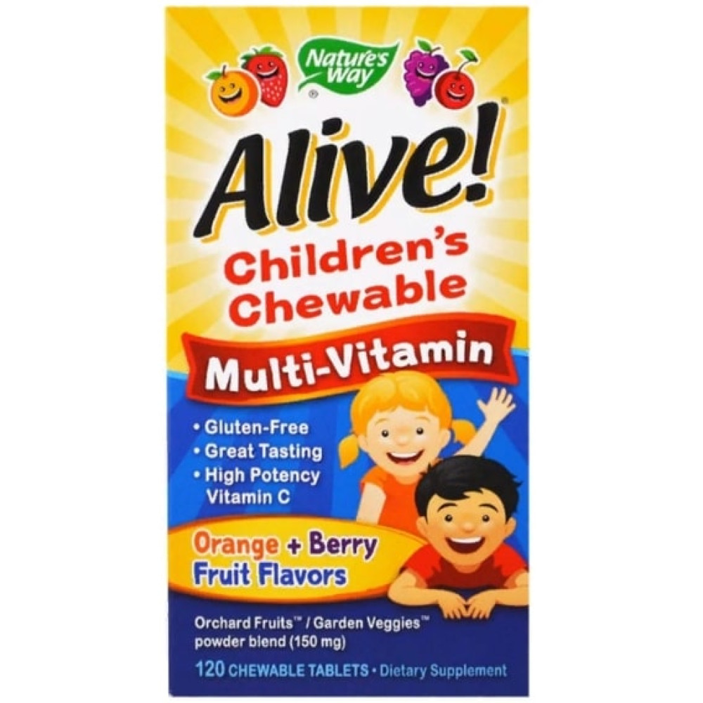 Вітамінно-мінеральний комплекс Nature's Way Alive! Multi-Vitamin Children's Chewable 120 Chewable Tabs Orange, Berry NWY-15786