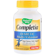 Комплекс для профілактики діабету Nature's Way Completia Diabetic Multi-Vitamin Iron Free 90 Tabs