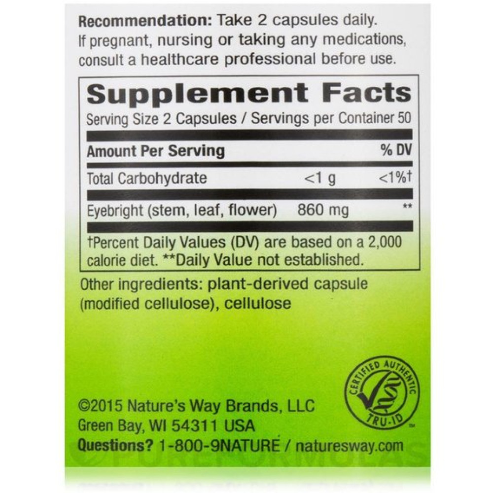 Комплекс для профілактики зору Nature's Way Eyebright Herb 430 mg 100 Caps