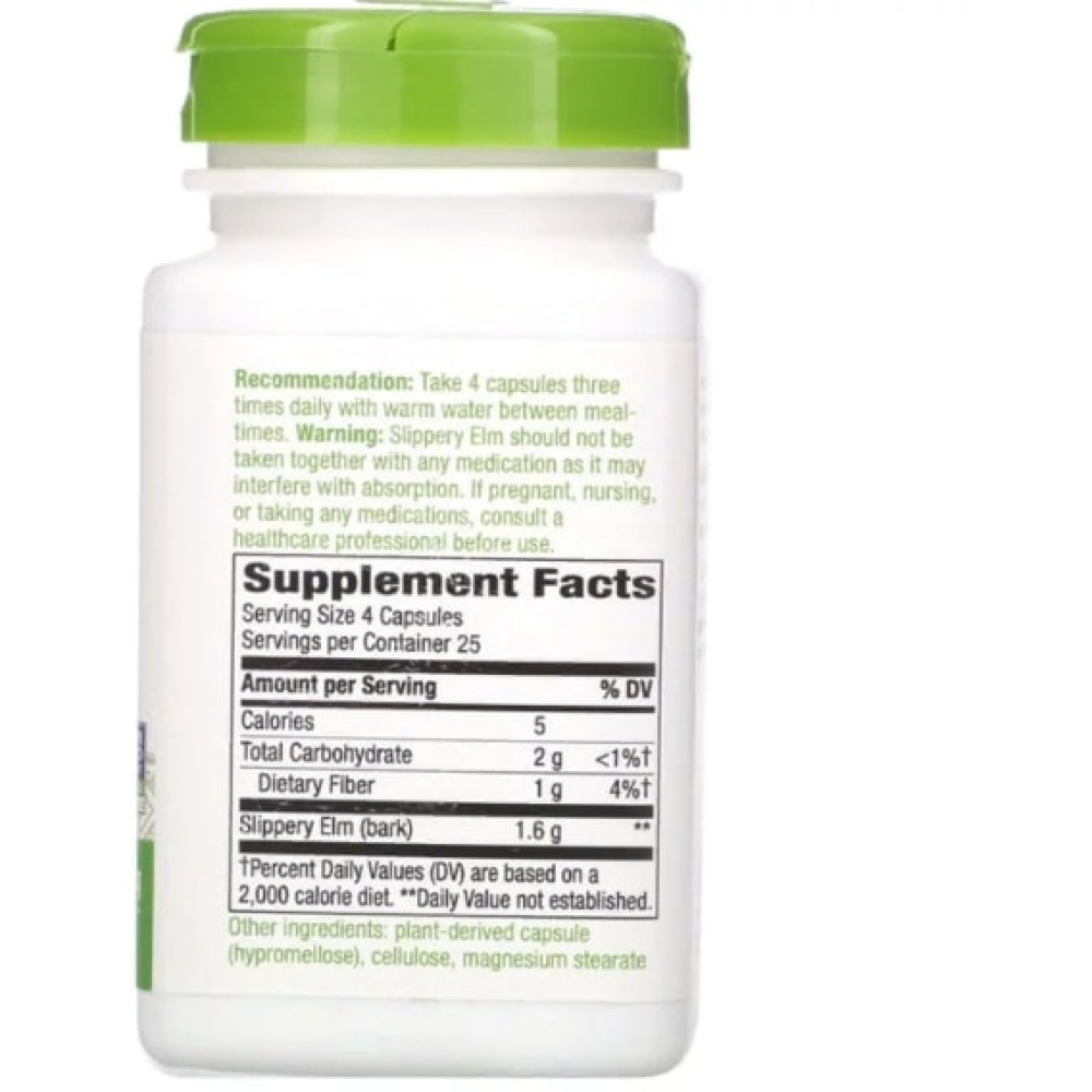 Комплекс для травлення Nature's Way Slippery Elm Bark 400 mg 100 Veg Caps NWY-17100