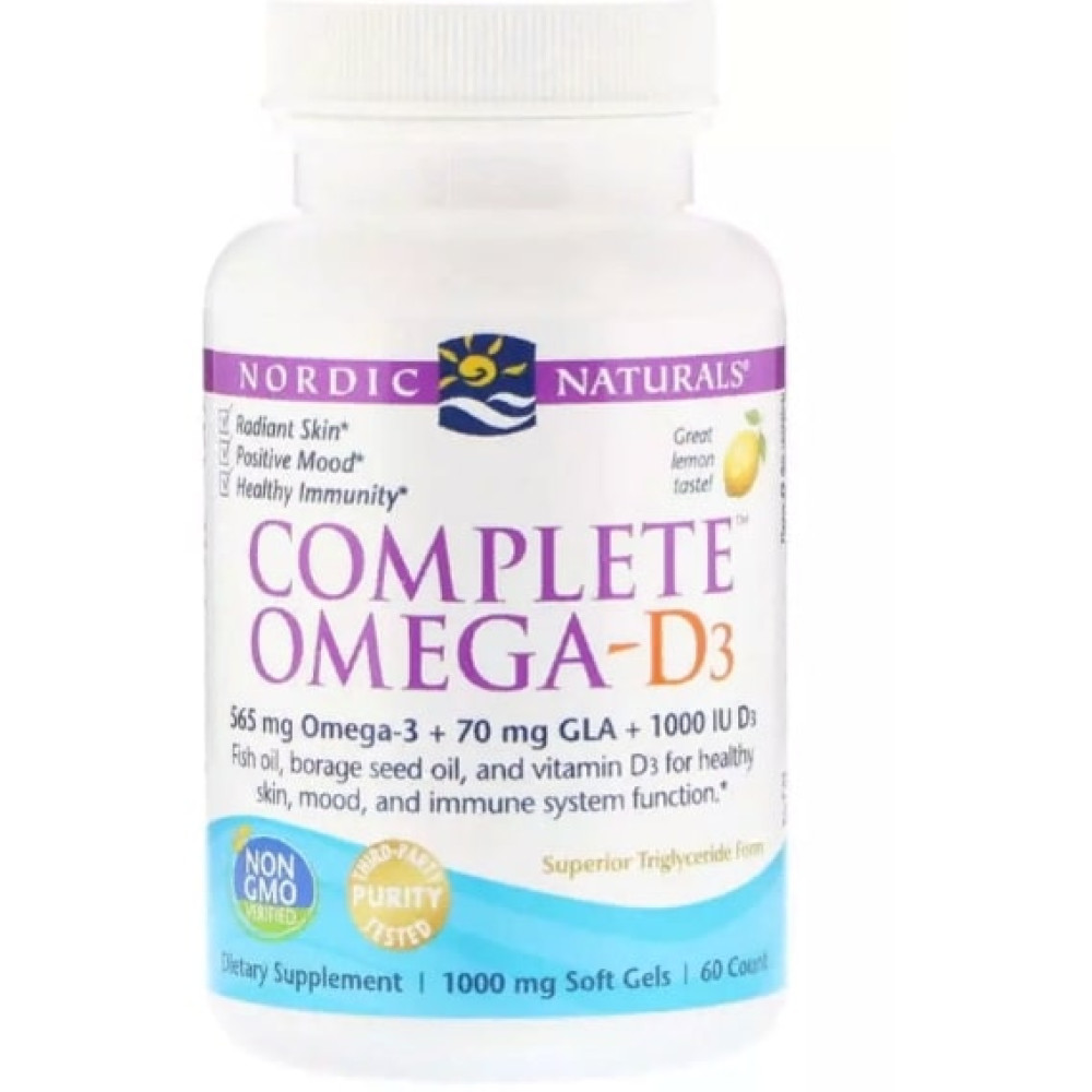 Омега 3 Nordic Naturals Complete Омега-D3 1000 mg 60 Softgels Lemon Flavor NOR01778