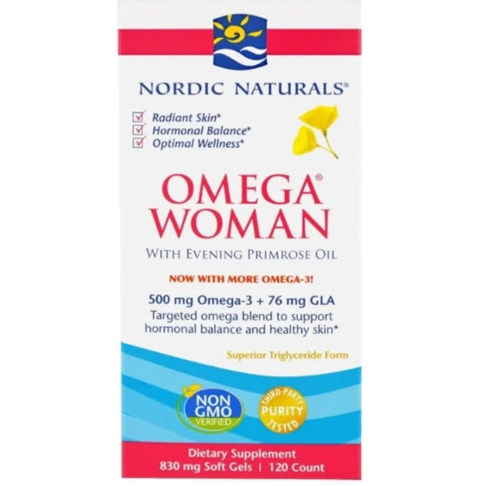 Олія вечірньої примули Nordic Naturals Omega Woman, With Evening Primrose Oil 830 mg 120 Soft Gels NOR-01780