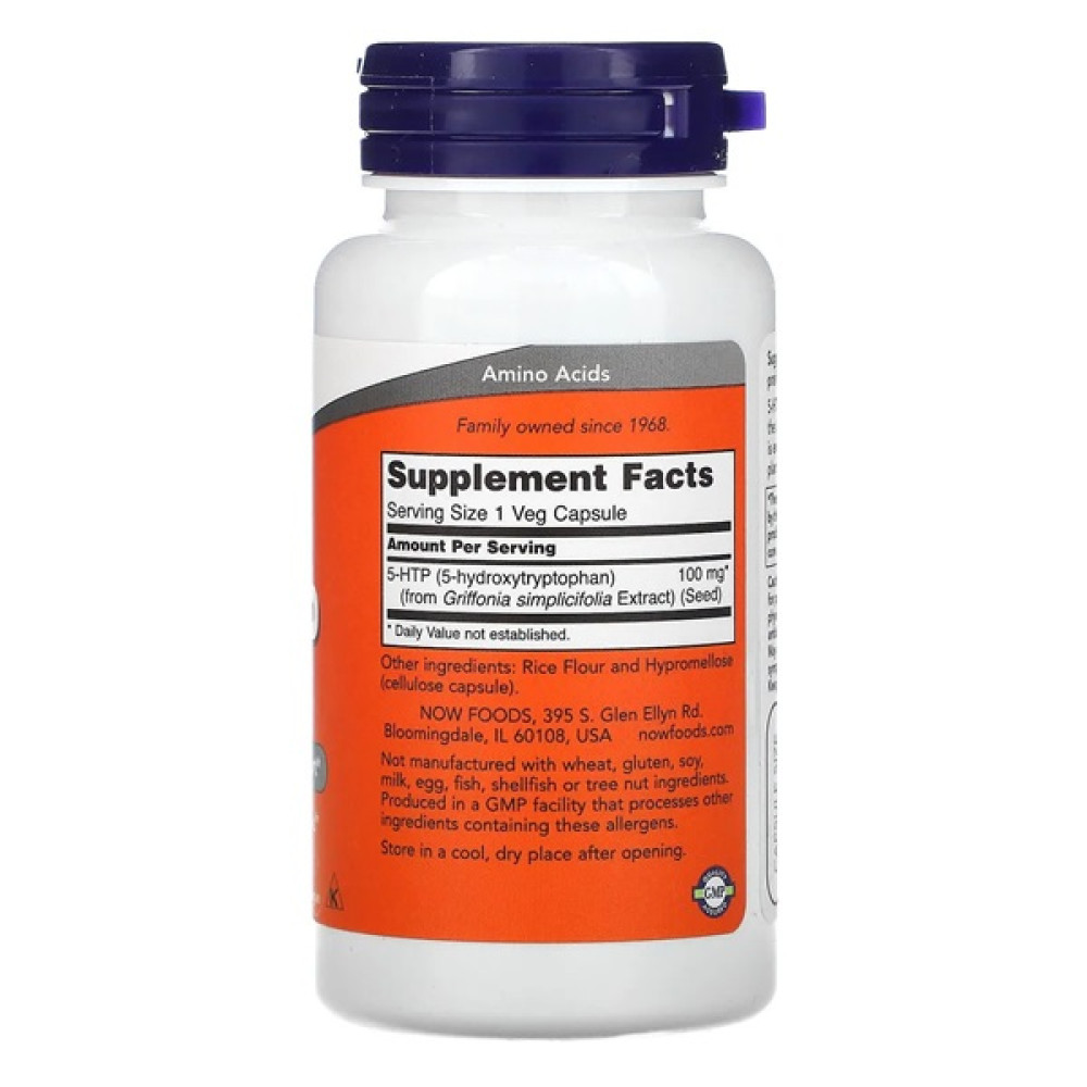 Триптофан NOW Foods 5-HTP 100 mg 60 Veg Caps