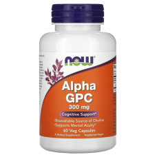Комплекс для профілактики роботи головного мозку NOW Foods Alpha GPC 300 mg 60 Veg Caps