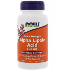 Альфа-ліпоєва кислота NOW Foods Alpha Lipoic Acid, Extra Strength 600 mg 60 Veg Caps NF3046