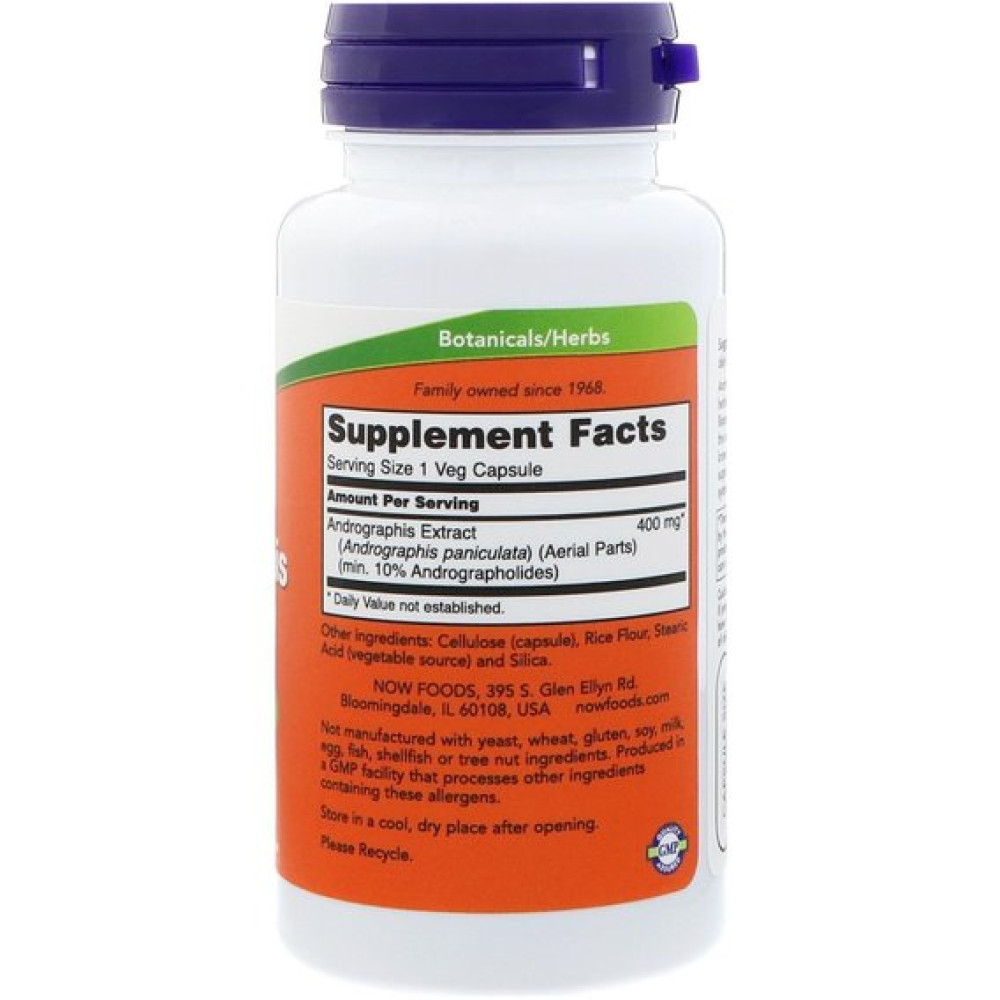 Натуральна добавка для імунітету NOW Foods Andrographis 400 mg 90 Veg Caps
