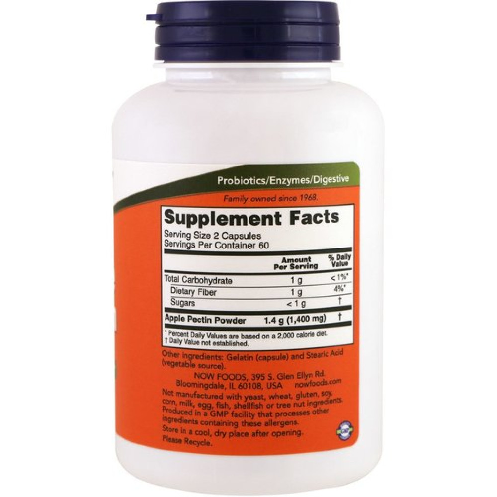 Яблучний оцет NOW Foods Apple Pectin 700 mg 120 Veg Caps