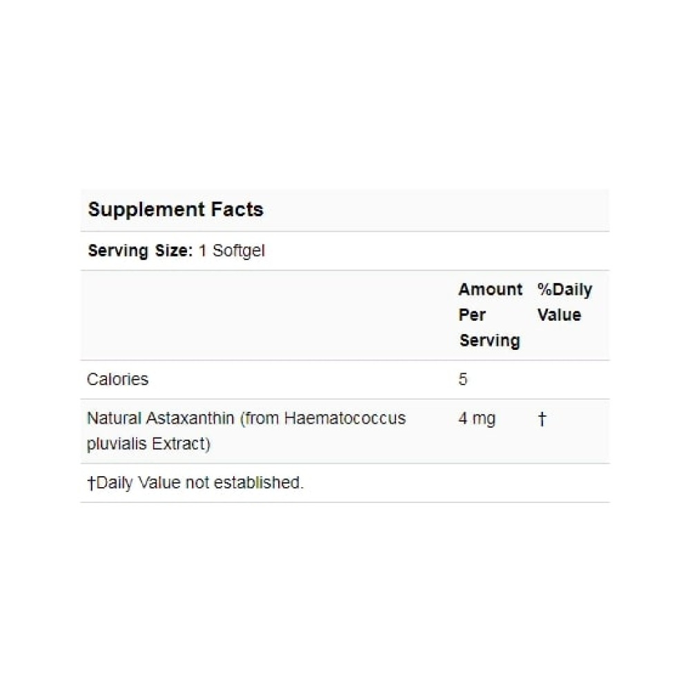 Астаксантін NOW Foods Astaxanthin 4 mg 90 Softgels NF2305