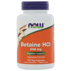 Бетаїну гідрохлорид NOW Foods Betaine HCL 648 mg 120 Veg Caps NF2938