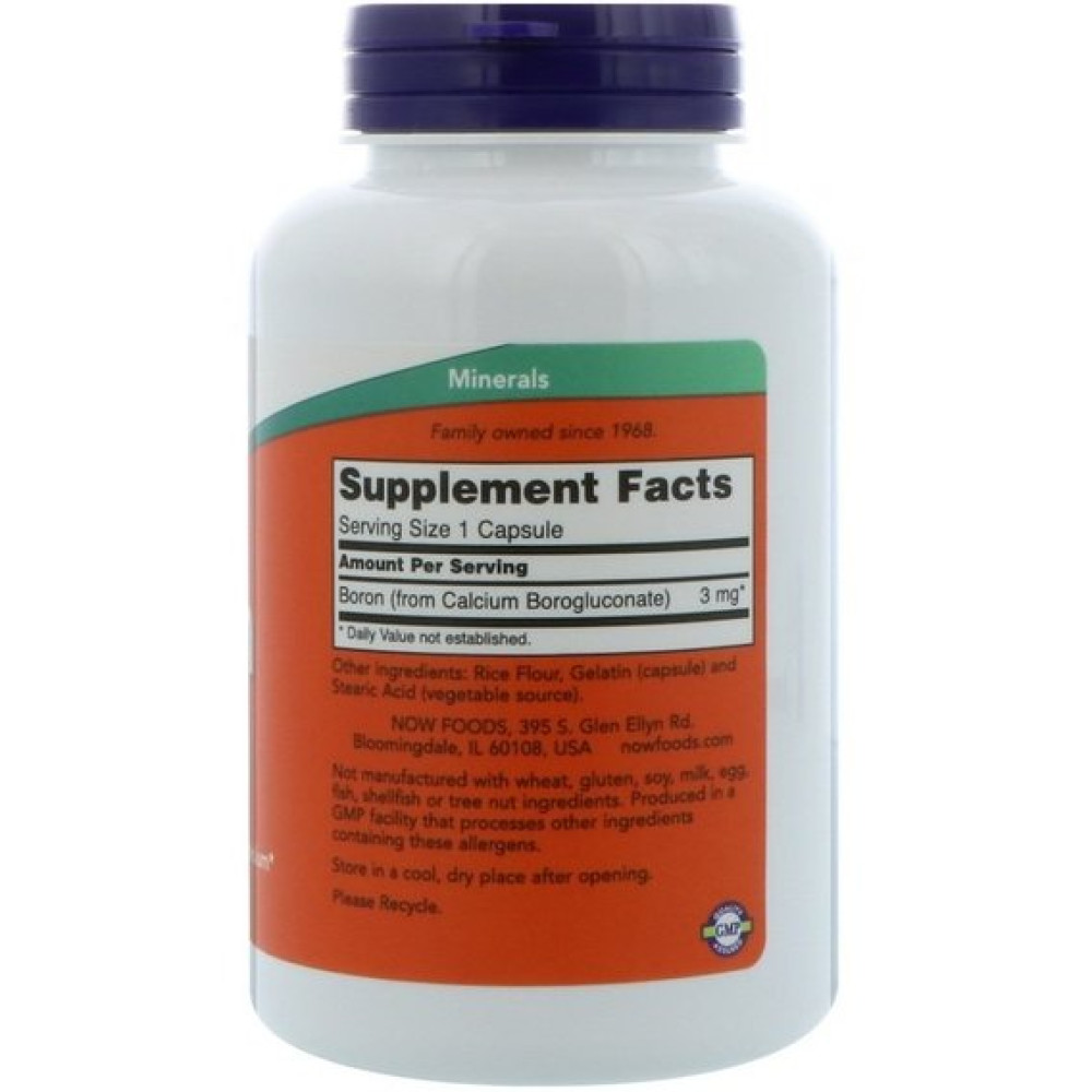 Мікроелемент Бор NOW Foods Boron 3 mg 250 Caps
